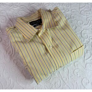 Lauren Ralph Lauren Men's Yellow Blue Stripe 16 34-35 Non Iron Dress Shirt